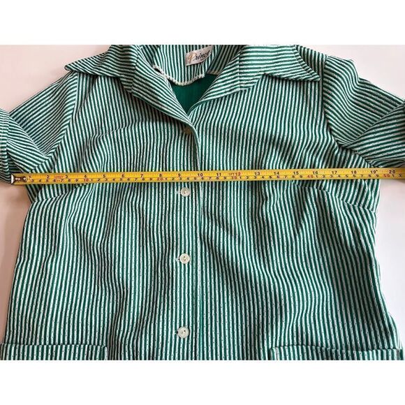Prince of Dallas Paintsuit Green White Stripe Vintage 70’s Women’s M-XL - Picture 5 of 9